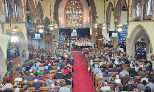 Picture of children at the front of congregation at Bridge Church